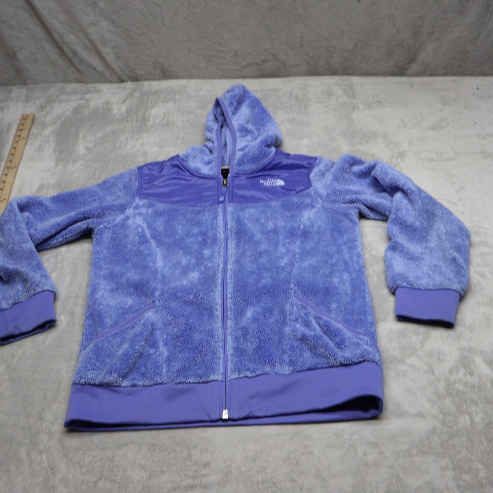 North Face Hoodie Girls Large 14/16 Purple Oso Full Zip Fleece Sweatshirt Hiking